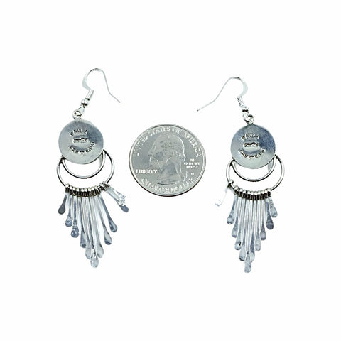 Image of Native American Earrings - Navajo Sterling Silver Chandelier Dangle Earrings - Paula Armstrong - Native American