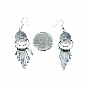 Native American Earrings - Navajo Sterling Silver Chandelier Dangle Earrings - Paula Armstrong - Native American