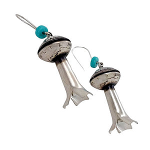 Native American Earrings - Navajo Sterling Silver Mercury Dime Blossom Earrings - James McCabe