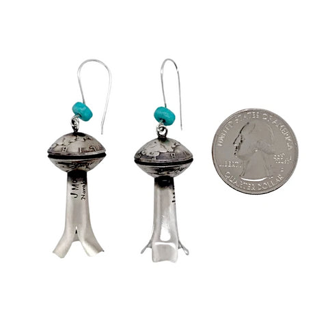 Image of Native American Earrings - Navajo Sterling Silver Mercury Dime Blossom Earrings - James McCabe