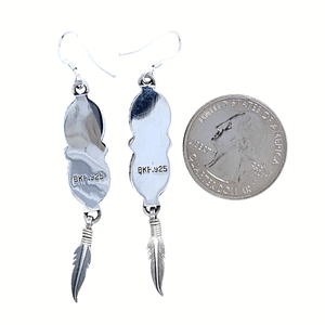 Native American Earrings - Navajo Turquoise Feather Dangle Earrings
