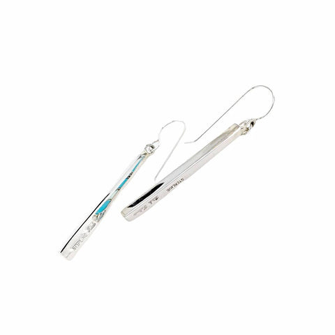 Image of Native American Earrings - Navajo Turquoise, Jet & Created Opal Dangle French Hook Earrings- Rick Tolino - Native American