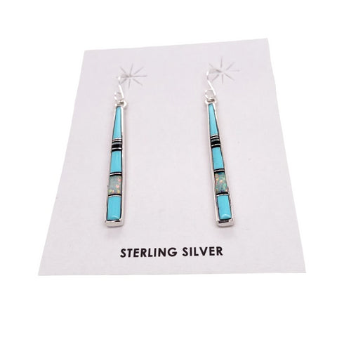 Image of Native American Earrings - Navajo Turquoise, Jet, Created Opal Earrings- Rick Tolino