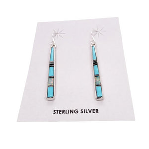 Native American Earrings - Navajo Turquoise, Jet, Created Opal Earrings- Rick Tolino