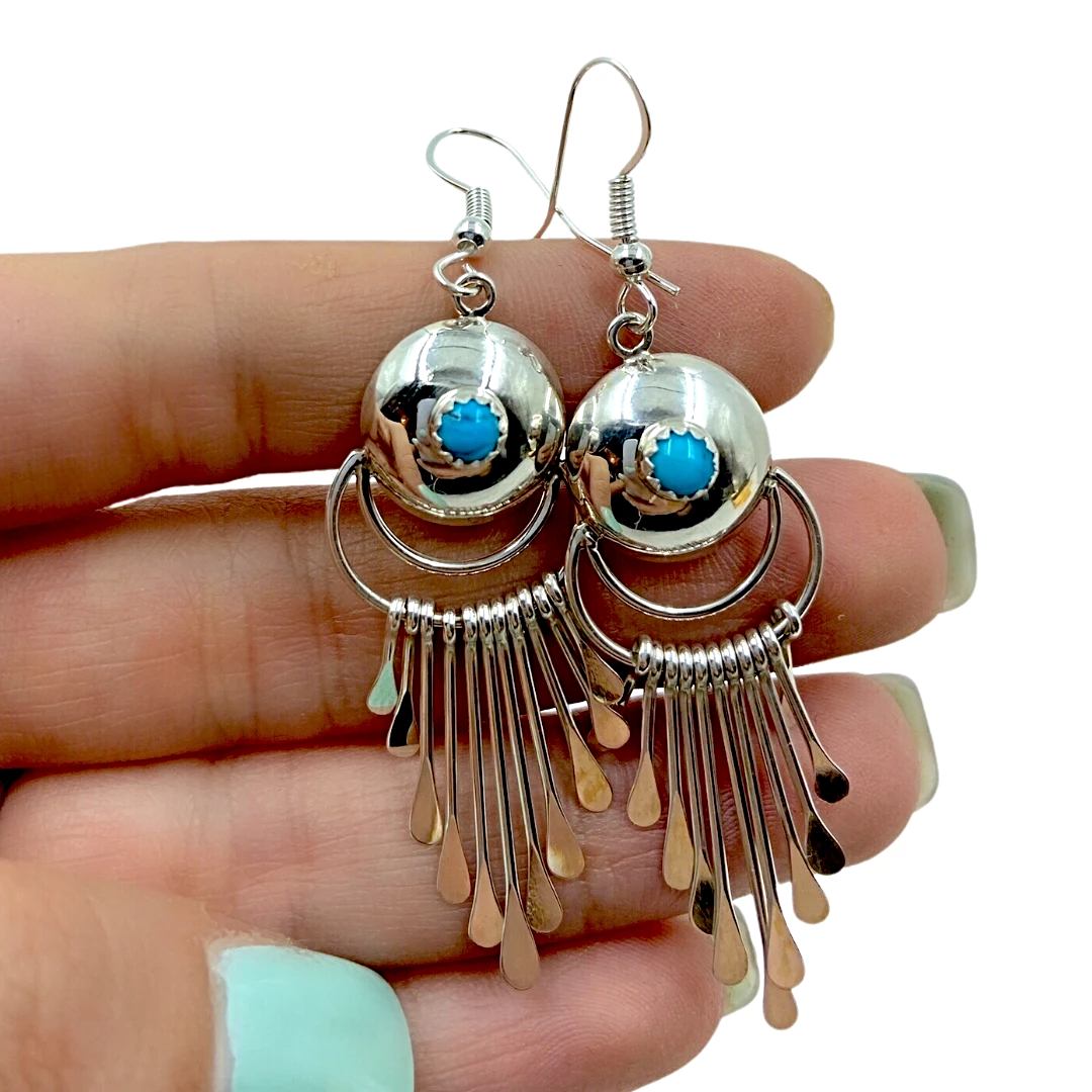 Dangling Spider!! Vintage Native American Navajo Turquoise Sterling Silver Bracelet Dangling Spider!! Vintage Native American Navajo Turquoise Sterling Silver Bracelet