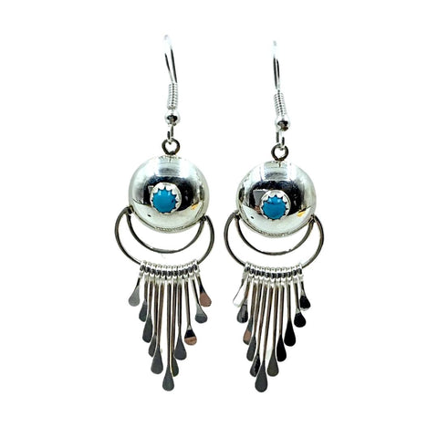 Image of Native American Earrings - Navajo Turquoise Sterling Silver Chandelier Dangle Earrings - Paula Armstrong - Native American