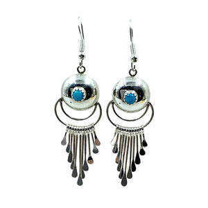 Native American Earrings - Navajo Turquoise Sterling Silver Chandelier Dangle Earrings - Paula Armstrong - Native American