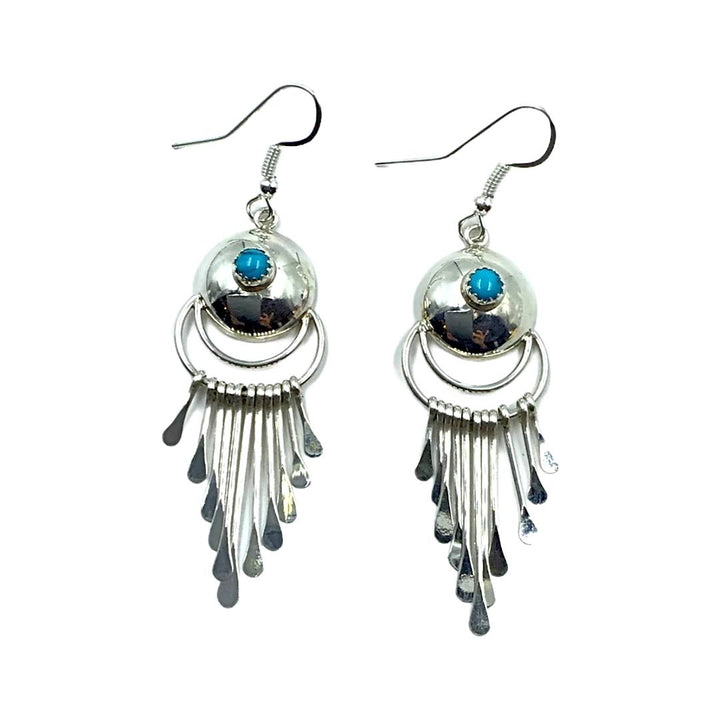 Native American Earrings - Navajo Turquoise Sterling Silver Chandelier Dangle Earrings - Paula Armstrong - Native American