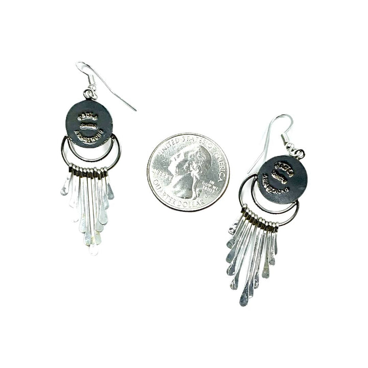 Native American Earrings - Navajo Turquoise Sterling Silver Chandelier Dangle Earrings - Paula Armstrong - Native American