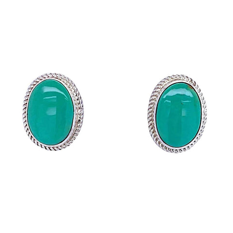 Image of Native American Earrings - Navajo Turquoise Sterling Silver Post Earrings - Native American