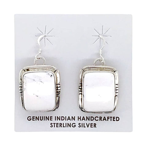Image of Native American Earrings - Navajo White Buffalo Dangle Earrings - Samson Edsitty
