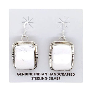 Native American Earrings - Navajo White Buffalo Dangle Earrings - Samson Edsitty