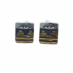 Native American Earrings - Original Tommy Singer 12K Gold Fill Stamped Sterling Silver Post Earrings - Navajo - Native American