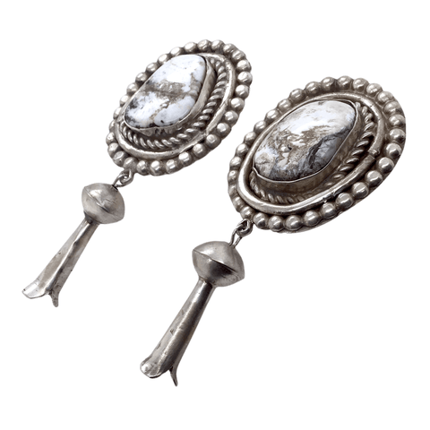 Image of Native American Earrings - Pawn White Buffalo Squash Style Earrings