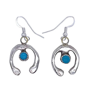 Native American Earrings - Small Navajo Naja Sleeping Beauty Turquoise Sterling Silver Earrings