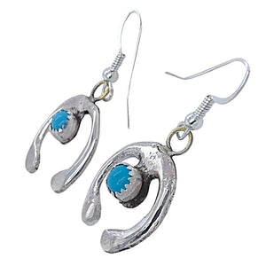 Native American Earrings - Small Navajo Naja Sleeping Beauty Turquoise Sterling Silver Earrings