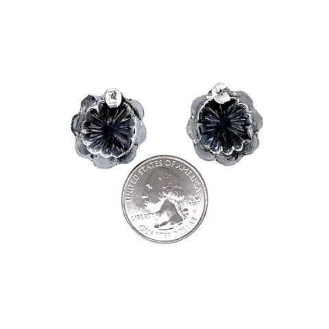 Image of Native American Earrings - Small Navajo Oxidized Sterling Silver Post Earrings