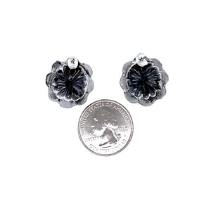 Native American Earrings - Small Navajo Oxidized Sterling Silver Post Earrings