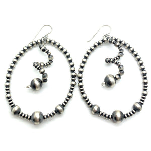 Native American Earrings - Spiraled Hoop Navajo Pearl Earrings Sterling Silver