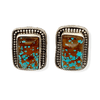 Native American Earrings - Square #8 Turquoise Earrings Signed By Navajo Artist Sheila Becenti