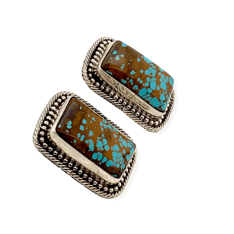 Image of Native American Earrings - Square #8 Turquoise Earrings Signed By Navajo Artist Sheila Becenti