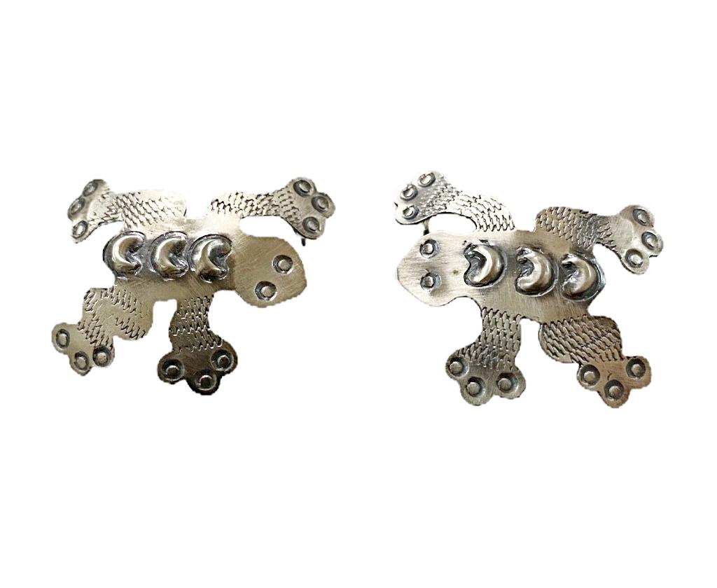 Native American Earrings - Stamped Sterling Silver Frog Earrings - Tim Yazzie