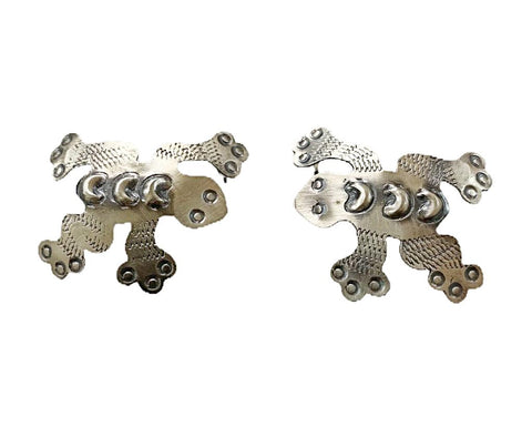 Image of Native American Earrings - Stamped Sterling Silver Frog Earrings - Tim Yazzie
