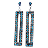 Native American Earrings - Stunning Large Zuni Rectangle Sleeping Beauty Turquoise Dangle Earrings - Joanne Cheama