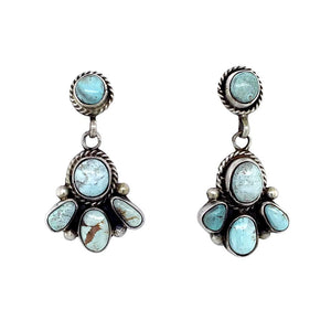 Native American Earrings - Stunning Navajo Dry Creek Turquoise Cluster Dangle Post Earrings -Eleanor Largo - Native American