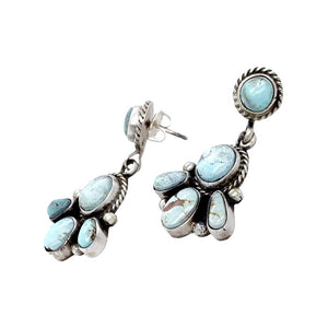Native American Earrings - Stunning Navajo Dry Creek Turquoise Cluster Dangle Post Earrings -Eleanor Largo - Native American