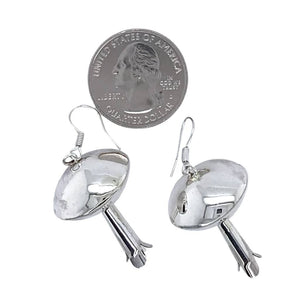 Native American Earrings - Wide Navajo Sterling Silver Blossom Dangle Earrings