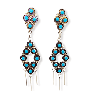Native American Earrings - Zuni Dangle Sleeping Beauty Turquoise Earrings