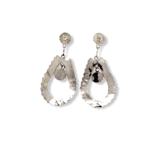 Native American Earrings - Zuni Dangle Teardrop Coral Flower Earrings