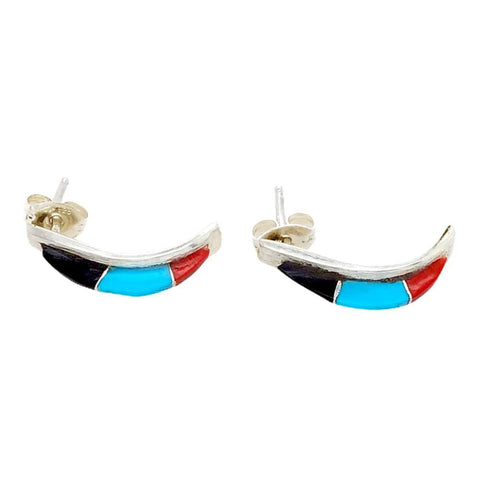 Image of Native American Earrings - Zuni Multi-Stone Sterling Post Earrings