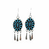 Native American Earrings - Zuni Needle Point Sleeping Beauty Turquoise Sterling Silver Dangle Chandelier French Hook Earrings - George Peina - Native American