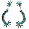 Native American Earrings - Zuni Needle Point Turquoise Dangle Earrings