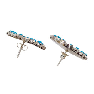 Native American Earrings - Zuni Petit Point Sleeping Beauty Turquoise Cluster Sterling Stud Earrings - T Leekit