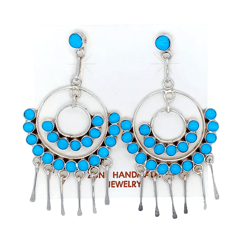 Image of Native American Earrings - Zuni Semicircle Turquoise Dangle Earrings