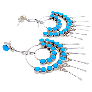 Native American Earrings - Zuni Semicircle Turquoise Dangle Earrings