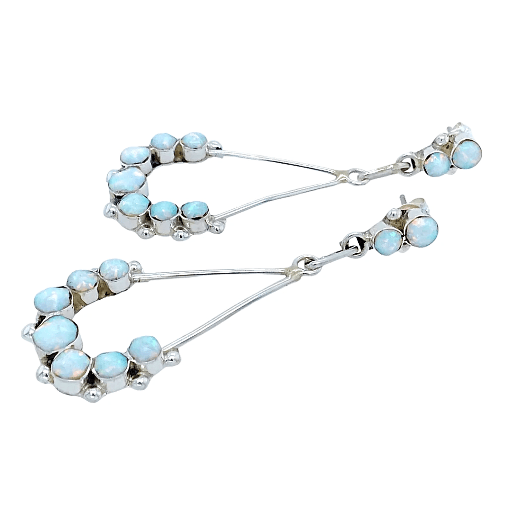 Native American Earrings - Zuni Sparkling Teardrop Created Opal Earrings