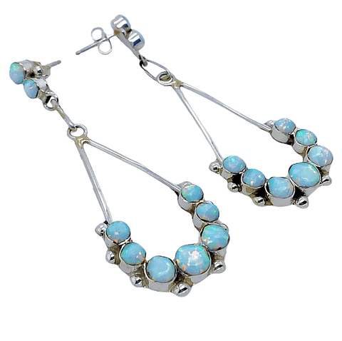 Native American Earrings - Zuni Sparkling Teardrop Created Opal Earrings