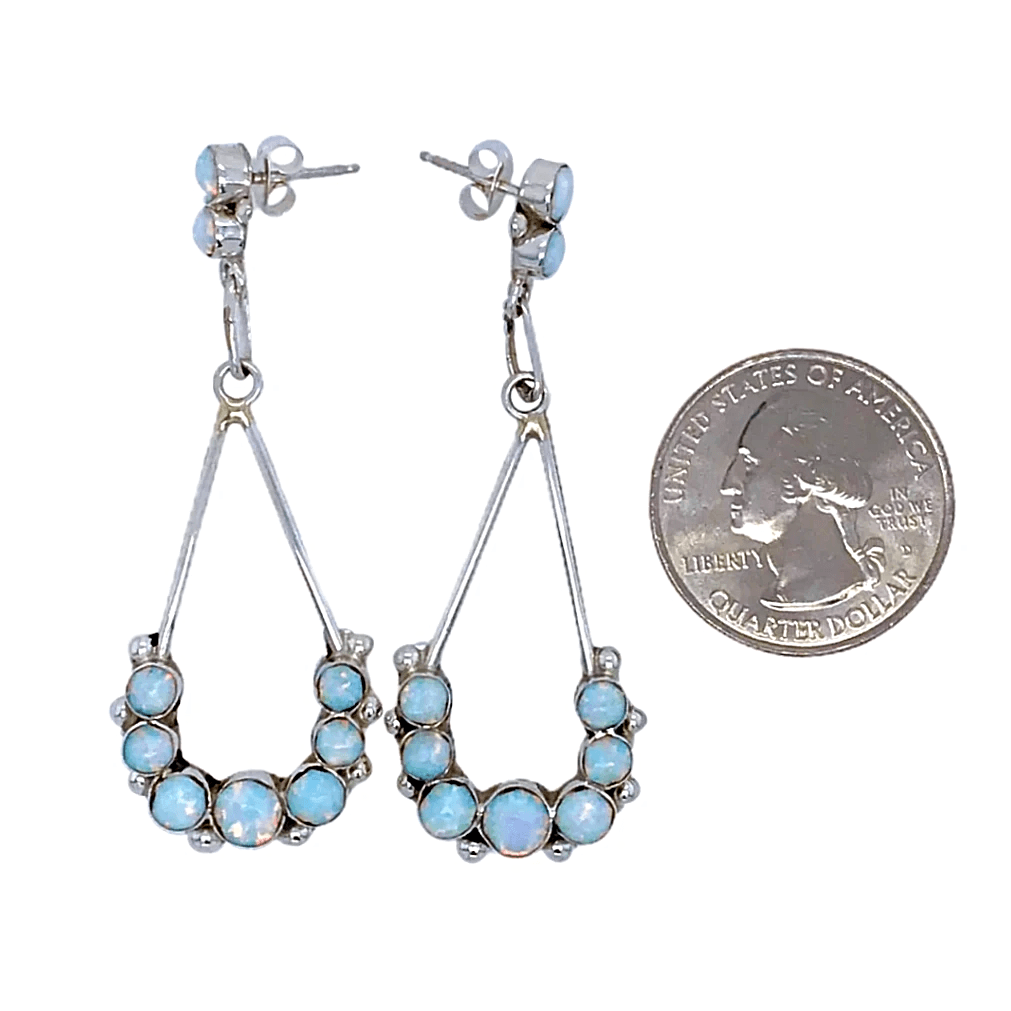 Native American Earrings - Zuni Sparkling Teardrop Created Opal Earrings