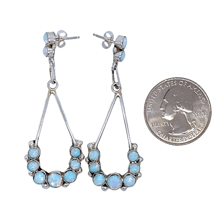 Native American Earrings - Zuni Sparkling Teardrop Created Opal Earrings