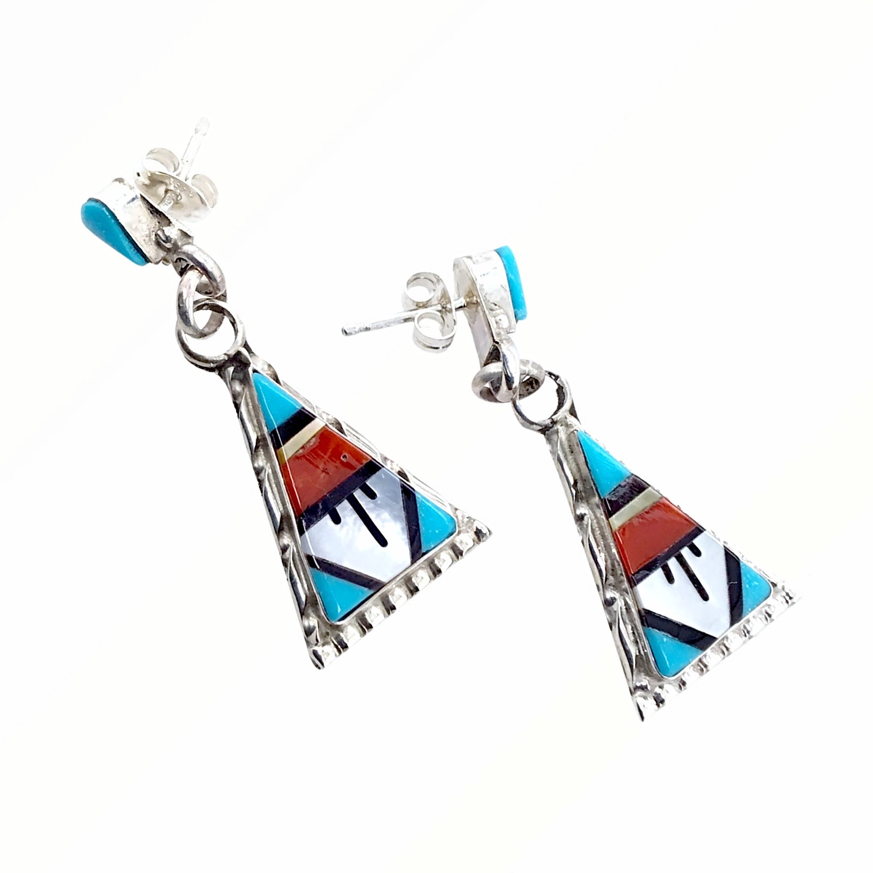 1990 Zuni Native American deals inlay bird motif earrings