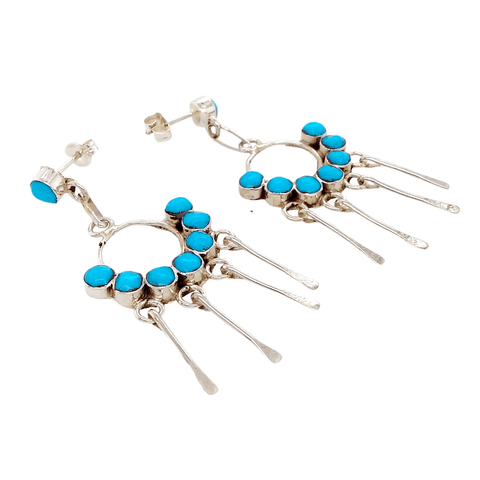 Native American Earrings - Zuni Turquoise Dangle Earrings