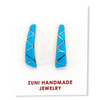 Native American Earrings - Zuni Turquoise Inlay Curve Earrings - Rufina Halusewa