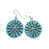 Native American Earrings - Zuni Turquoise Petit Point Cluster Earrings -French Hooks