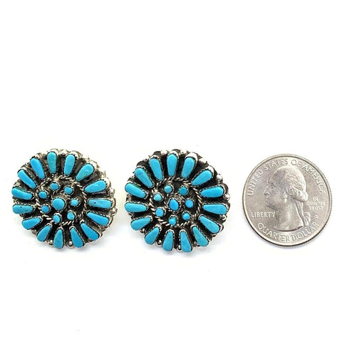 Image of Native American Earrings - Zuni Turquoise Petit Point Cluster Post Earrings