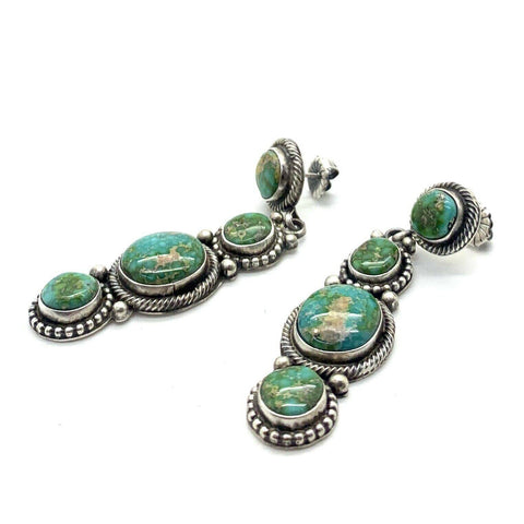 Image of SOLD Dangle Sonoran Turquoise Navajo E.arrings.