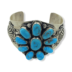 sold Navajo Kingman Turquoise Multi-Stone B.racelet - Native American